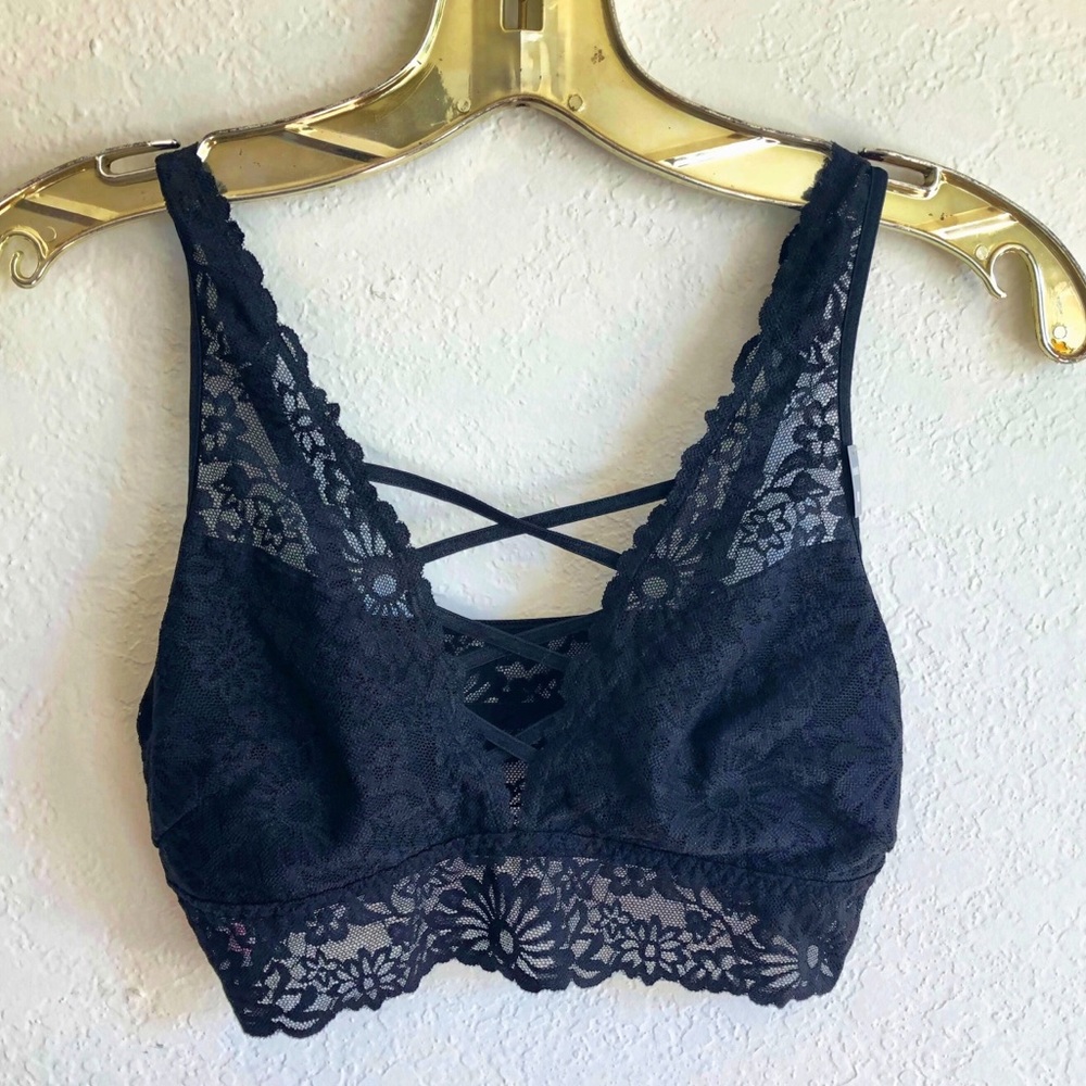 PINK Lace Cross Front Bralette
